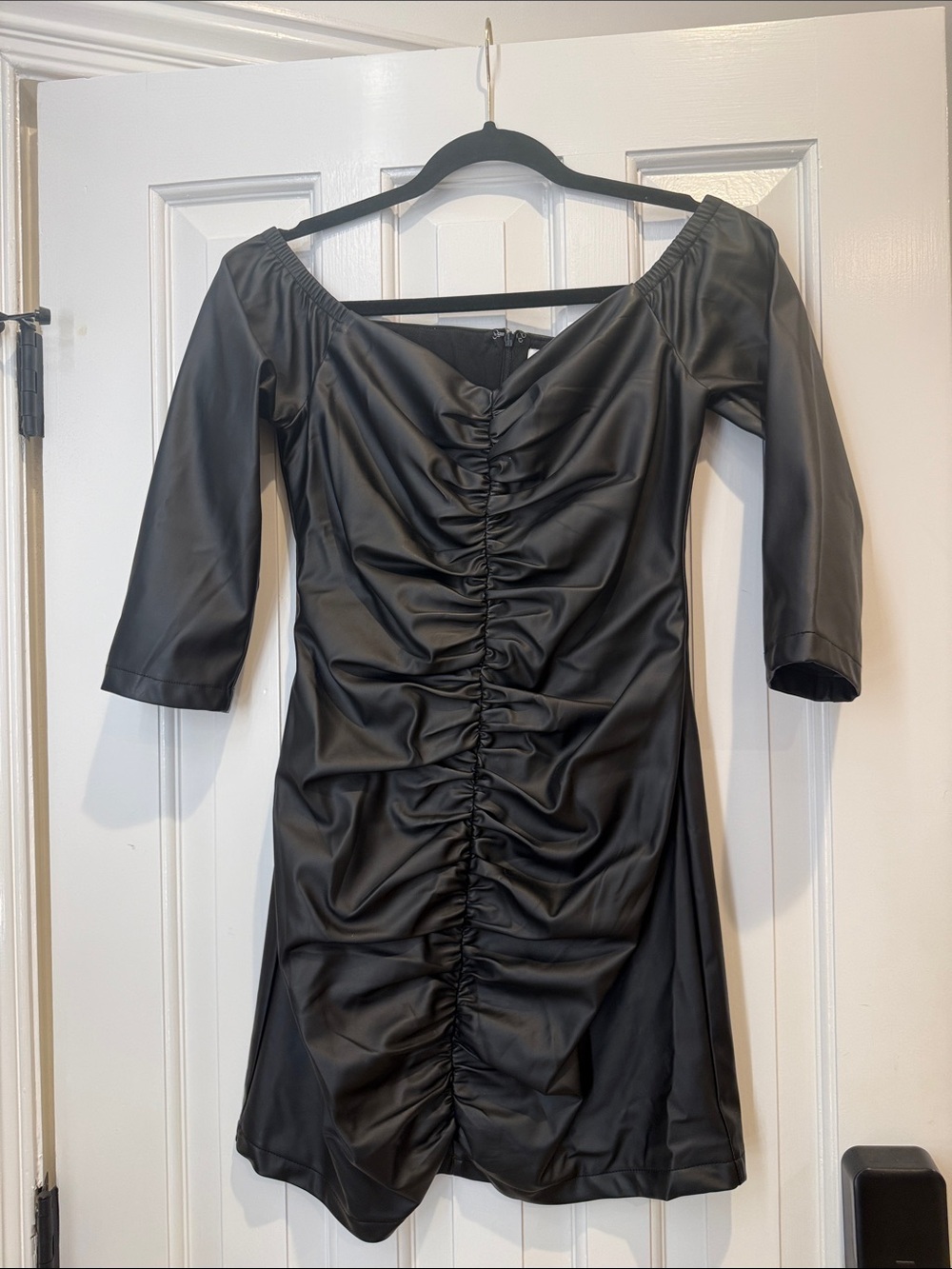 Lucy Paris medium  Faux Leather Black Women's Dress Off the shoulders